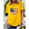 T-shirt grande taille pour femmes Oc-Vinda P0010 Grand manches courtes d'été pour femmes Motif drapeau national Dessin animé Coeur Haut personnalisé personnalisé Dhoo7