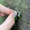 Stud Earrings Natural Diopside For Women Real 925 Sterling Silver Vintage Femme Gift Prevent Allergy Fine Jewelry Stone