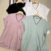 100 cotton Short Sleeve V-neck Pullovers Women's Clothing neck beadding Free Shipping Fashion Sweaters summer Jumpers