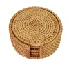 Tapetes 8cm Coasters Set para Kungfu Tea Acessórios Redondo Talheres Placemat Prato Mat Rattan Weave Cup Pad