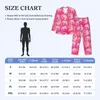 Hemkläder Tribal Floral Elephant Pyjama Ställ in rosa djurtryck Kawaii Sleepwear Män Långa ärmar Vintage sovrum Tvådel nattkläder
