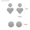 Charm Full Rhinestone Heart Drop Earrings for Women Fashion Shine Round Crystal Dangle Earrings Jewelry Gifts Y240328