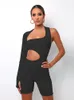 Kliou Asymmetrische Feste Frauen Strampler Grundlegende LG Hülse Lässige Sportswear Streetwear Weibliche Elastische Hohe Taille Overalls 60Po #