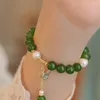 Charm Bracelets Natural Green Jadeite Bracelet For Ladies With Exquisite Handmade Design Crystal Beads Jewelry Arrival Women Accessories