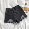 denim byxor hög midja denim shorts kvinnor sommarficka tassel rippade hål rippade jeans shorts kvinnliga femme korta byxor x7tf#