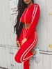 Fitn Casual 2 Piece Set Treino Mulheres Side Striped Hoodies Cropped Tops e Calças Jogger Two Piece Outfits Chandal Mujer V8bK #