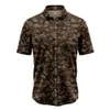 Chemises Camoue vintage pour hommes Tops à manches courtes Chemises 3D Sports de plein air Vêtements d'été surdimensionnés 5XL Vêtements de chasse pour hommes Y83E #