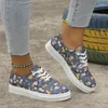 Scarpe casual Sneakers da donna con stampa floreale stringate punta tonda scarpa piatta singola stringata