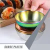 Plates 8pcs Seasoning Dishes Stainless Steel Round Chilli Sauce Appetizer