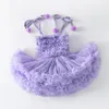 Högkvalitativ babyflickkläder söt fluffig nät halter baby klänning söt prinsessa tutu tårta klänning födelsedagar kläder för flickor 240322
