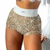 Summer New Fi Trend Cequined High Taist Mini Shorts Glitter Odzież Seksowna chuda impreza klub nocny Kobiety Kobiety Streetwear 42nu##