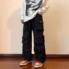 Herrbyxor last multifickor verktyg pant harajuku vintage lösa breda ben streetwear casual hip-hop mopping byxor