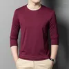 Men's T Shirts Men Mulberry Silk Seamless Shirt 2024 Spring Long Sleeve O-neck No-trace T-Shirt