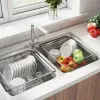 Racks Stainless Steel Adjustable Fruit Bowl Sink Dish Drain Rack Single Layer Drainer Holder Kitchen Utensils Expandable Drying Basket