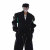 Feuxq High Street Iche Design Zipper Épaulière pour hommes Costume élégant Manteau Épissé Lâche Blazers Premium Vestes pour hommes 9C1438 E4zb #