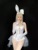 Easter Bunny Costume Cyberpunk White Bodysuit Sexig DJ Maid Bunny Costume Suit For Women Maid Halen Cosplay Costumes Women U32i#