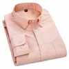 quality 100% Cott Oxford Shirt Men's Lg Sleeve Casual Comfortable Breathable Butt Pocket Men Solid Dr Shirts J51E#