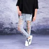 Gat jeans heren zomer trend negen punten broek tij merk groot gat overdreven super gat denim broek high street z44m #