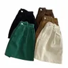 guilantu Vintage Corduroy Women's Shorts Summer Casual Elastic High Waist Wide Short Pants Solid All-Match Loose Shorts Woman M3tj#