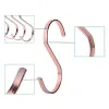 Rails 10Pack 4 Inch Rose Gold Chrome Finish Steel Hanging Flat Hooks S Shaped Hook HeavyDuty S Hooks, for Kitchenware, Pots, Utens