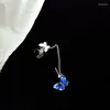 Dangle Earrings 2024 Personalized Simple For Women Blue Butterfly Design Ear Clip One Piece Jewelry Party Gift