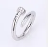 Couple Unisex Designer Cuff Screw Steel Alloy Gold Fashion Jewelry Love Ring Stainless Luxury Classic Fade Nail Plated Silver Crystal y9yC#