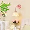 Wall Lamp Bedroom Bedside French Cream Wind Flower Light For Living Room Background Aisle Stairway Green Pink White