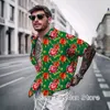 Summer Men Vintage Floral Print Shirt Casual Hawaiian Vacati Shirt Male Chinese Style Shirt Butt Odzież Codzienna streetwear v3nv#