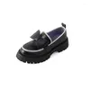 Freizeitschuhe Mezereon Slip On Loafers 4,5 cm Med Bottom Creepers mit Bowtie-Plattform Vulkanisierte Schuhe Kuhleder-Loafer