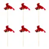 Party Decoration 6 PCS Artificial Red Realistic Feather Birds Christmas Tree Ornaments Holiday Decor