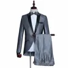 Abiti da uomo Grigio Nero Mago Frac Abito Tuxedo Dr Suit Uomo Festa di nozze Giacca da pranzo Cappotto a coda di rondine 06sn #