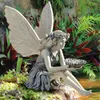 Garden Decorations Yard Art Resin Wonderland Flower Wing Sculptures Fairy Statue Lawn Ornaments Figurines Decoration