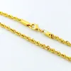 Kettingen Hip Hop Plated 24K Gouden Ketting 4MM Twisted Touw Twist Galvaniseren Voor Mannen Vrouwen Bruiloft Sieraden geschenken