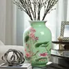 Vases Vase en porcelaine ornement salon arrangement de fleurs sec antique motif de lotus glaçure vert clair