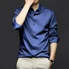 high Quality Stretch Anti-Wrinkle Men Shirts Lg Sleeve Dr Shirts For Male Slim Social Busin Blouse Solid Color Shirt 6XL 08IB#