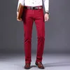 FI Busin Casual Straight Red Black Khaki White Denim Pants Streetwear Classic High-kvalitet Hot Sale Slim Fit Jeans Men 06Uy#