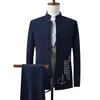 M-5xl Plus Size Mannen Traditionele Chinese Stijl Tuniek Pak voor Mannen Vintage Jas en Broek met Elastisch Trekkoord Taille XXXXXL T6Ec #