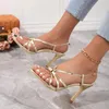 Scarpe eleganti sandali estate femminile 2024 tacchi alti stiletto eleganti spogliarellista di spogliarellista sexy designer d'oro sexy