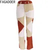 Women's Pants FAGADOER Fashion Color Splicing Straight Denim Women High Waisted Button Trousers Spring Matching Cowboy Bottoms 2024