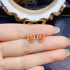 Stud Cüping 4x6mm Doğal Turuncu Opal Taş Güneş Çiçeği Kadınlar İçin Gerçek 925 STERLING Gümüş Cazibe Güzel Düğün Takı