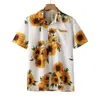 Hommes Sunfr imprimer chemises été coloré à manches courtes lâche fesses chemises décontracté hawaïen chemise revers cou Blouse Camisas z83N #