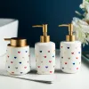 Dispensers Creatieve Hartvormige Keramische Draagbare Lotion Fles Luxe Gouden Pers Zeepdispenser Badkamer Shampoo Vocht Bottelen Decor