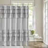 Shower Curtains Waterproof Fabric Curtain Ruffle Luxury Pink White Gray Thick Bathroom For Bathtub With Hooks Princess Decoration