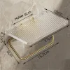 Holders Luxury Toilet Paper Holder with Shelf Wall Mount Acrylic Roll Paper Holde Gold No Punching Tissue Hanger Bathroom Accessories