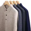 メンズセーターソフトカシミアポロカラーセーター衣類トップ秋の男性ビジネスカジュアルターンダウンニットプルオーバースプリング
