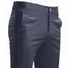 Pantalon de costume pour hommes, extensible, intelligent, décontracté, avec poches, couleur unie, droit, portable, pleine longueur, travail à domicile, noir, Dr, V67Q #