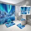 Shower Curtains Beach Curtain Set Palm Leaf Sea View Mediterranean Waves Summer Sun Ocean Printed Bathroom Decoration