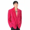 Hombres Retro Veet Lentejuelas sueltas Casual Traje Chaqueta Blazer Hombre Vintage Dr Blazers Abrigo Fiesta Etapa Fi Show Ropa Disfraces R8FS #