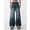 Männer Jeans 2024 Frühling Koreanische Vintage Stil Einfarbig Lose Baumwolle Mode Zipper High Street Waschen Hip Hop Casual