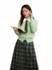 Dushu 14,8% lana donna girocollo verde cardigan ufficio signora monopetto pendolare maglioni casual donna caldo top V6Qg #